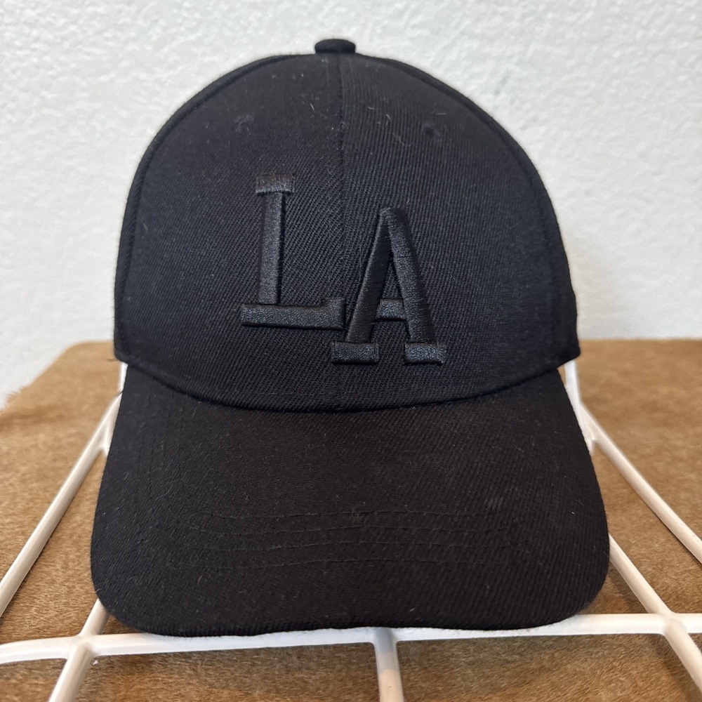Los Angeles Dodgers Black LA Strapback Hat Tonal Logo California Side Patch Cap
